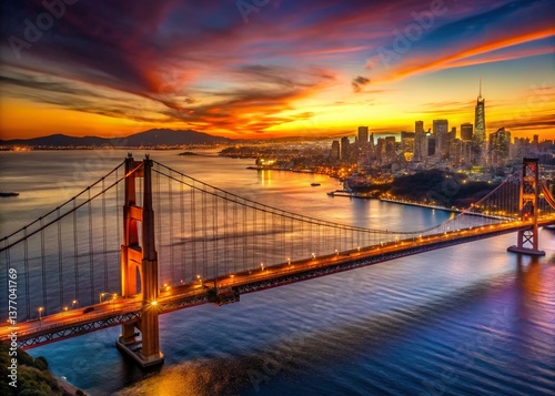 San Francisco Skyline Drone Aerial View Golden Gate Bridge Cityscape