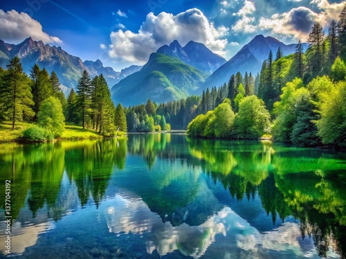 Serene Mountain Lake Landscape: Stunning Nature Photography