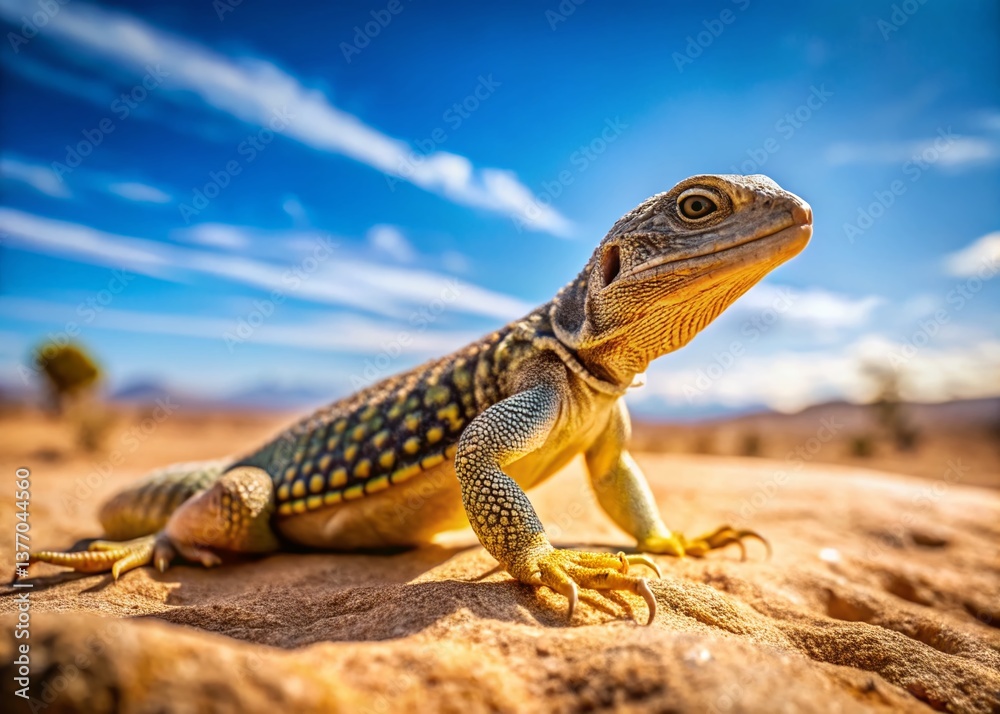 Fototapeta premium Shovel-Nosed Lizard Basking in Desert Sunlight – Rule of Thirds Composition