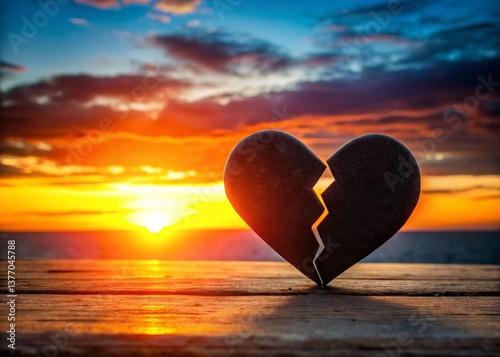 Silhouette of a Broken Heart - Black and White Dramatic Photography