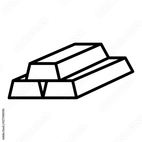 積み上がった金の延べ棒のモノクロアイコン