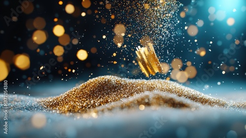 Obraz na płótnie A captivating abstract background with a mesmerizing glitter texture in icy blue hues, creating a festive and ethereal atmosphere. w salonie
