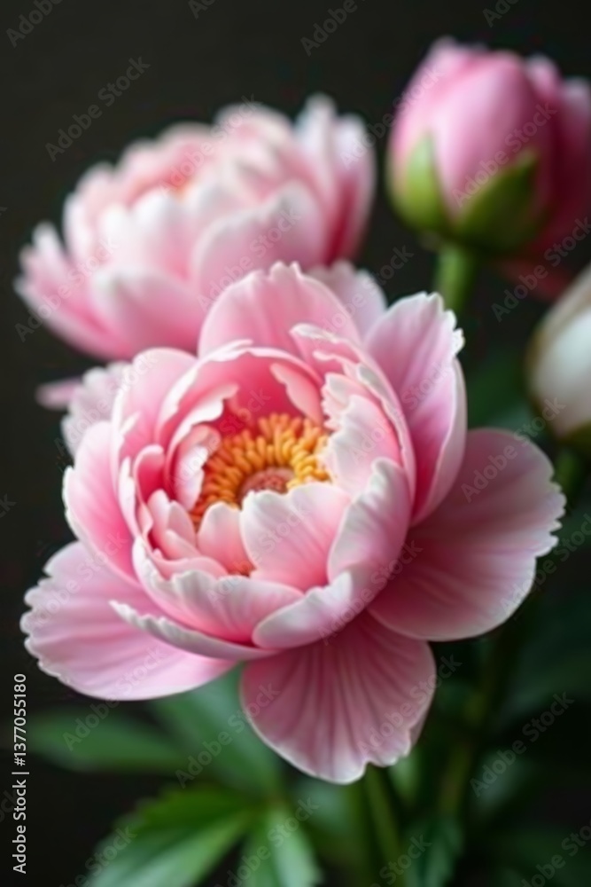 Close-up of delicate peony flower arrangement for design, beauty, nature Close-up of delicate peony flower arrangement for design, beauty, nature
