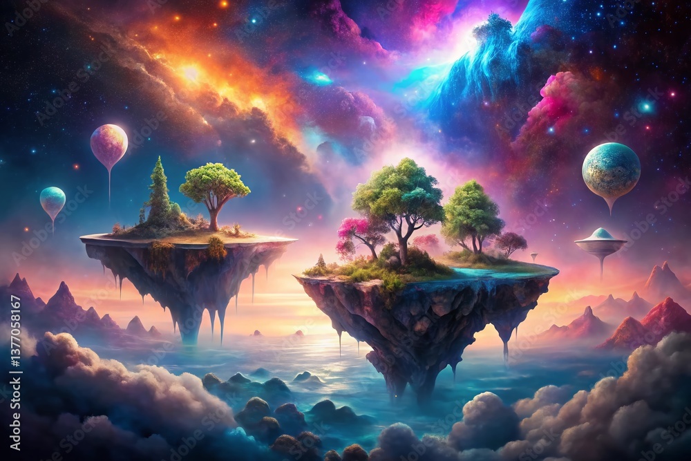 Surreal Stage Performance: Dreamlike Background for Concert Poster