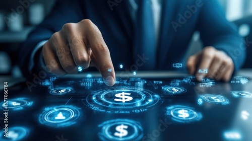 Business Concept with Digital Finance Interaction