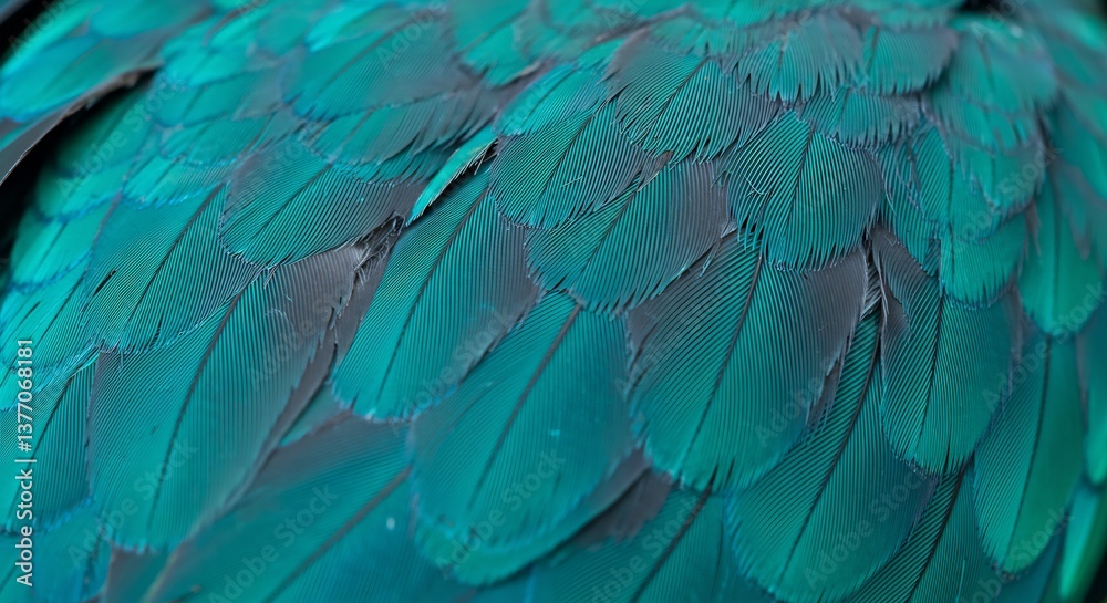 Fototapeta premium Vibrant Teal Parrot Feathers Close Up. AI Generated