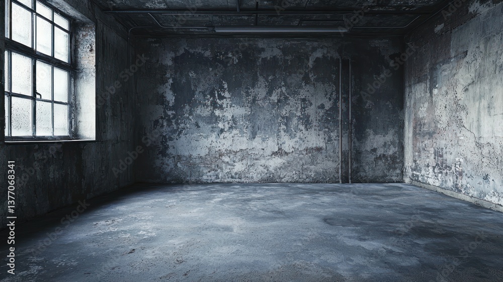 Obraz premium Desolate Urban Interior: A Study in Decay and Abandonment