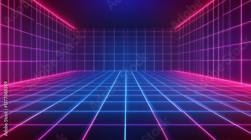 Retro futuristic gridded room