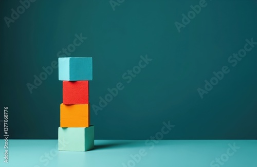 Four colorful wooden blocks stacked on. Represents strength, weakness, opportunity, threat analysis. Perfect for business, strategy, planning, decision making. Visual metaphor for swot analysis,