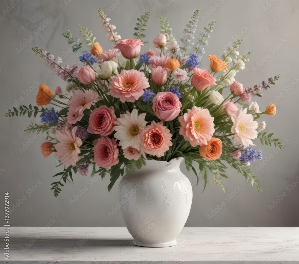 Obraz premium Beautifully styled bouquet of flowers arranged in a delicate vase , beauty, style, elegance