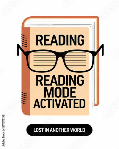Engaging Reading Concept: Book and Glasses Illustrating "Reading Mode Activated" for Literature Enthusiasts