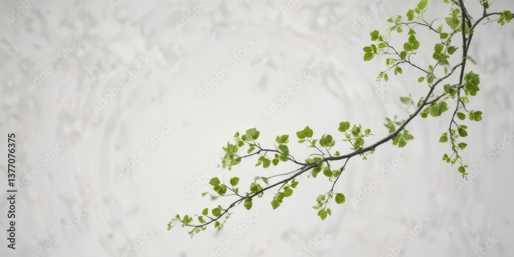 Delicate grapevine branch with tiny leaves on white background ,  small branch,  natural,  vineyard
