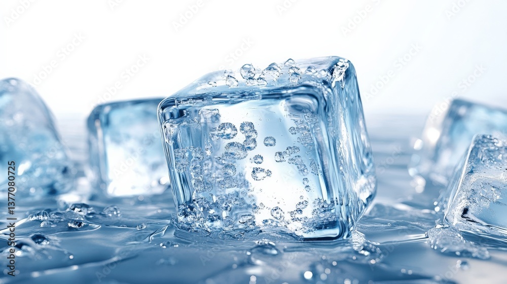Clear Ice Cubes Melting in Water Clear Ice Cubes Melting in Water