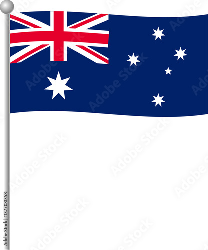australia, flag, australian, national, country, symbol, banner, nation, illustration, waving, red, icon, star, new zealand, australian flag, national flag, vector, isolated, 3d, stars, wind, button