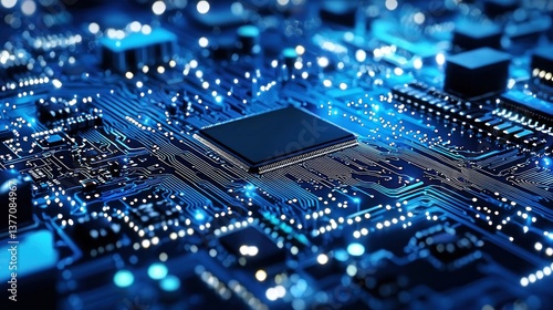 Close-up of a Circuit Board's Intricate Design:  A Glimpse into the Technological Marvel