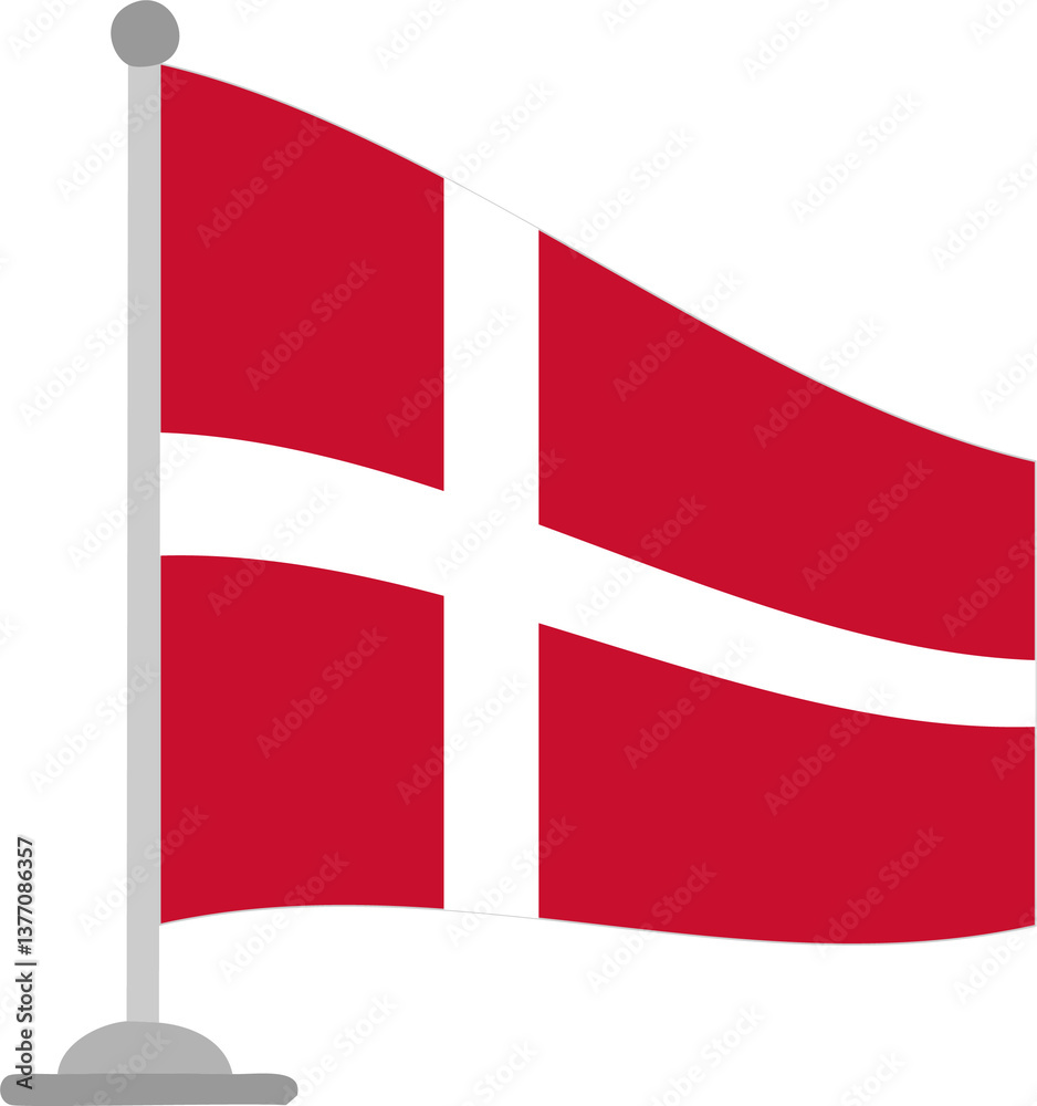 Fototapeta premium flag, denmark, danish, europe, country, national, symbol, waving, red, white, nation, cross, banner, icon, 3d, wind, scandinavia, illustration, button, national flag, patriotism, scandinavian