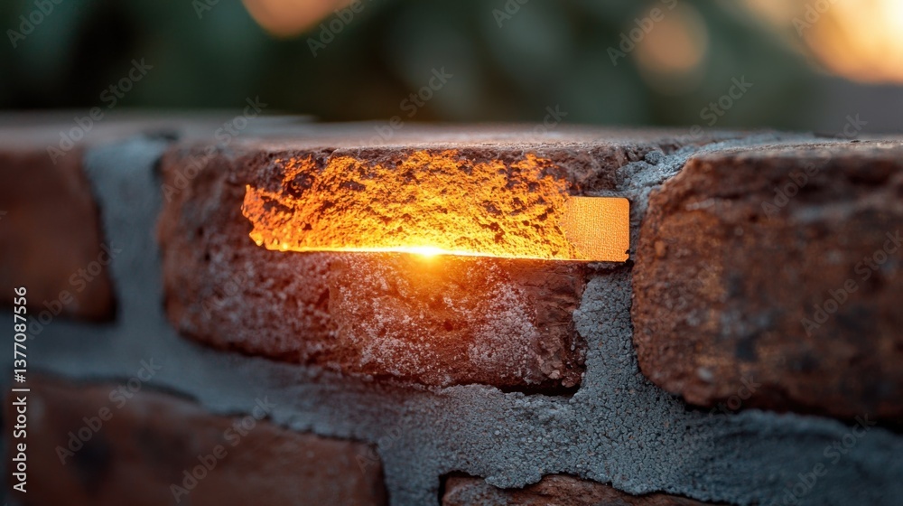 Closeup view of a textured, golden material with curled edges and an adhesive strip, providing a premium and elegant design element.