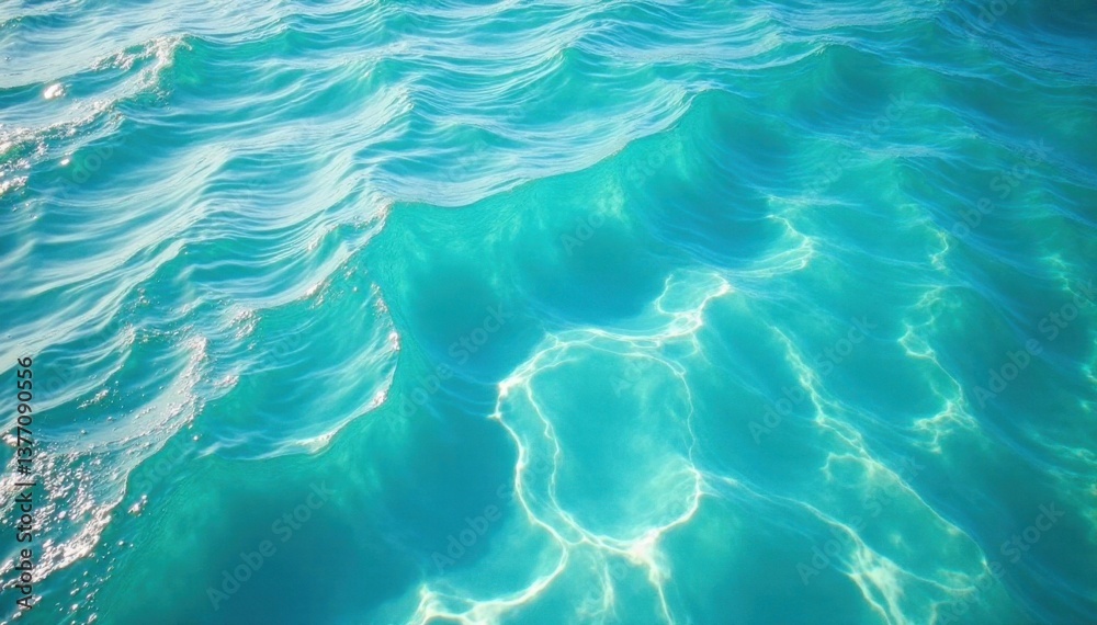 Calm ocean surface with foamy turquoise water and gentle waves , waves, sea Calm ocean surface with foamy turquoise water and gentle waves , waves, sea