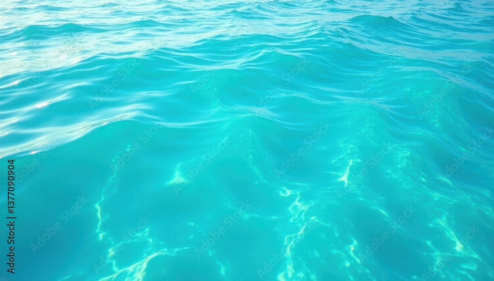 Calm turquoise ocean surface with gentle foam and soft ripples, blue, water Calm turquoise ocean surface with gentle foam and soft ripples, blue, water