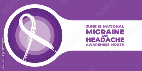 National Migraine and headache awareness month is observed every year in June. banner design template Vector illustration background design.