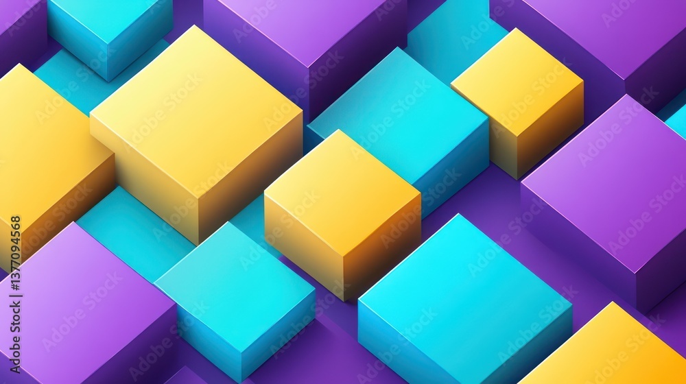 Abstract colorful cubes 3D render, geometric background, design element Abstract colorful cubes 3D render, geometric background, design element