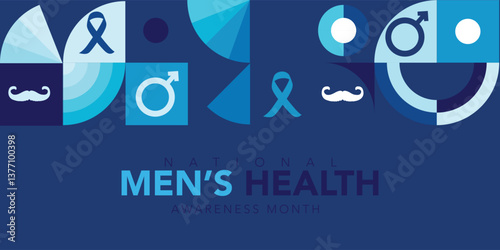 Men’s Health Month. Health education program. Blue ribbon. Medical concept. Care and health. Medical Health Awareness Campaign