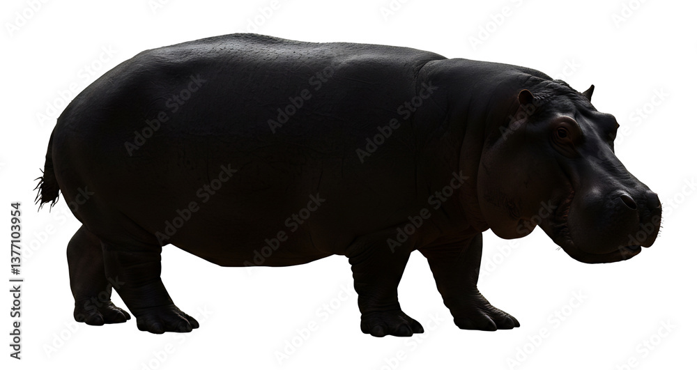 Fototapeta premium 白い背景 カバシルエット 静止画