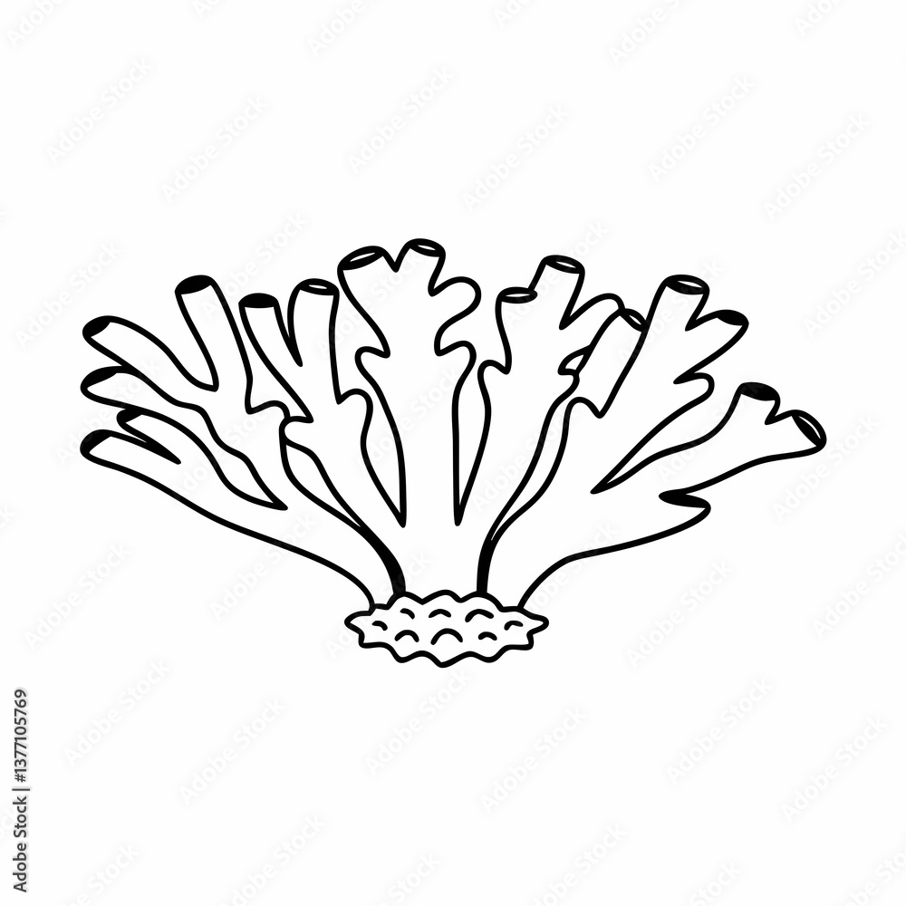 a line art vector illustration of black and white coral reef icon in white background a line art vector illustration of black and white coral reef icon in white background