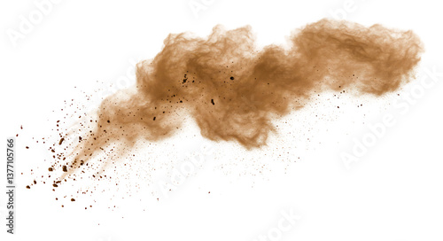 舞い上がる茶色い砂塵の爆発