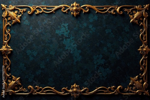 Dark gothic damask wallpaper with intricate gold patterns, red, luxury