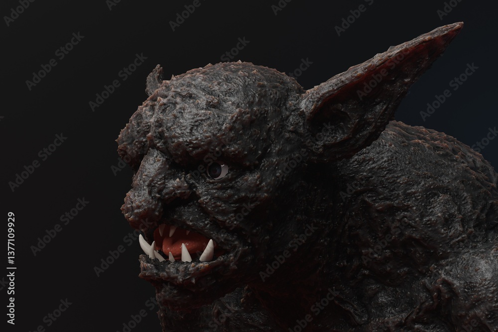 Obraz premium Realistic Dark Goblin ISolated on Black Background