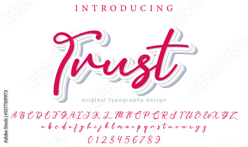 Trust Font Stylish brush painted an uppercase vector letters, alphabet, typeface