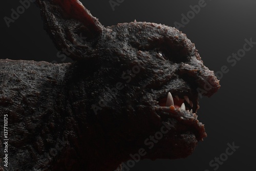 Realistic Dark Goblin ISolated on Black Background