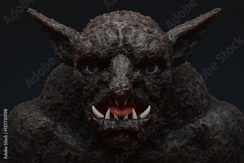 Realistic Dark Goblin ISolated on Black Background