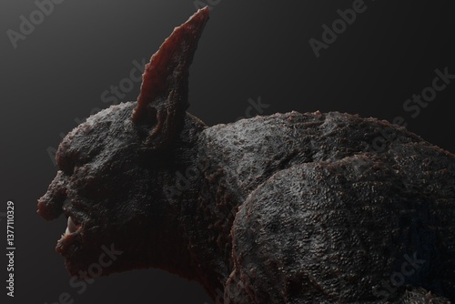 Realistic Dark Goblin ISolated on Black Background