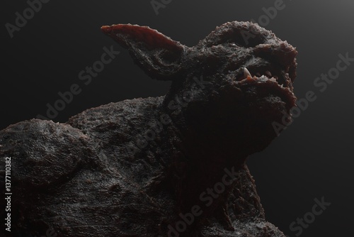 Realistic Dark Goblin ISolated on Black Background