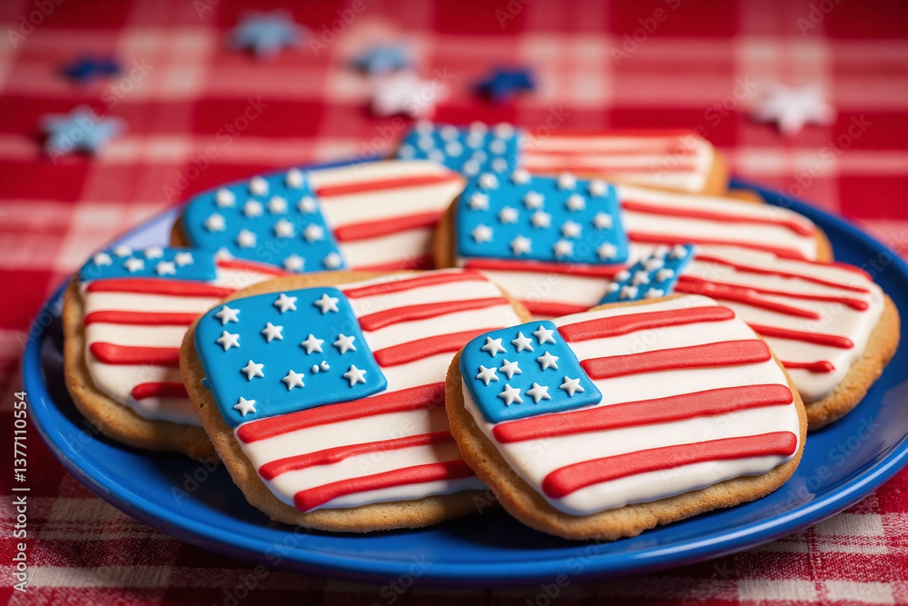 Fototapeta premium patriotic cookies on a plate with stars and stripes
