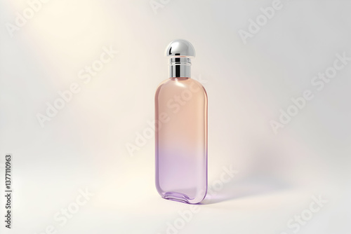 Obraz na płótnie Elegant Perfume Bottle Mockup Showcasing a Gradient of Peach to Violet Hues, Ideal for Cosmetic Product Marketing and Luxury Branding Imagery, Minimalist Design w salonie