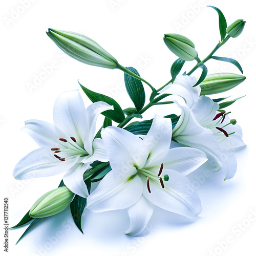 White lily of the valley blossoms, isolated spring beauty
