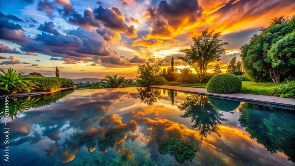 Infinity Pool Reflecting Dramatic Sunset Infinity Pool Reflecting Dramatic Sunset