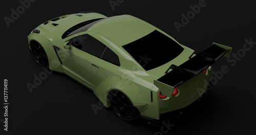 realistic sport car isolated on black background
