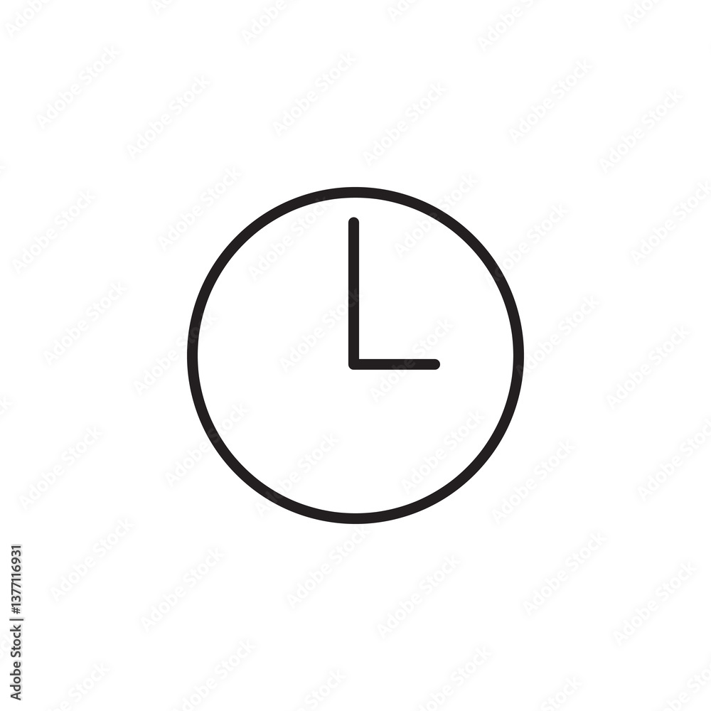 Clock icon Black line, vector simple illustration for web and app..eps Clock icon Black line, vector simple illustration for web and app..eps