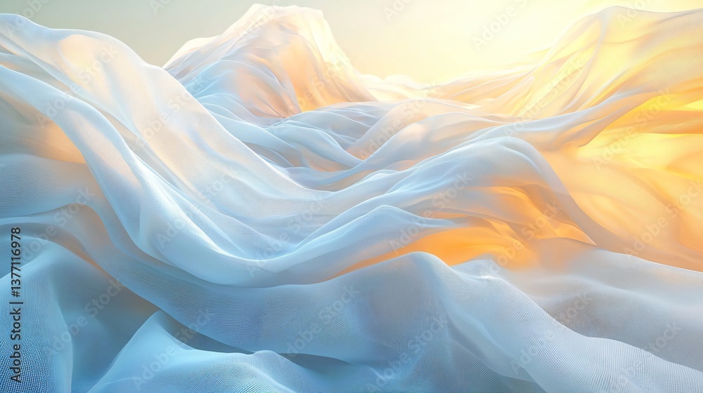 Obraz premium Fluid Motion of Fabric Waves Abstract Background Digital Art Serene Environment Aerial View Conceptual Design for Inspiration