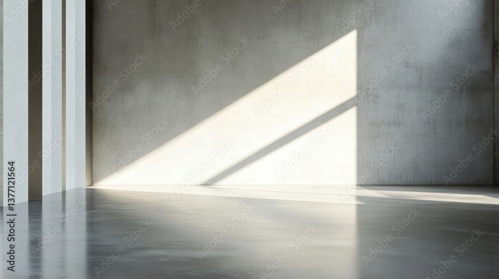 Obraz premium Empty modern concrete interior, sunlit space
