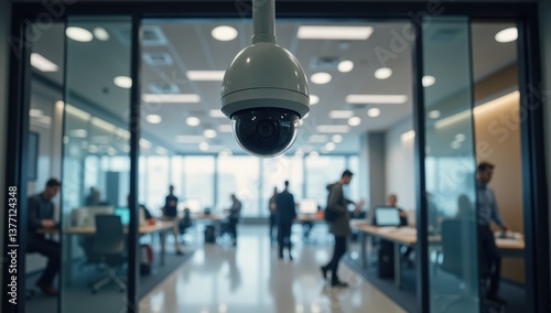 High Resolution Security Camera Mounted Above Glass Door Entrance