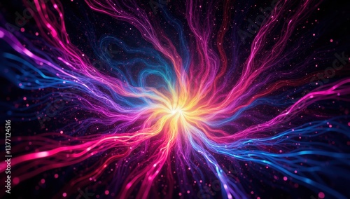 Hypnotic Swirling Rainbow Light Waves in Cosmic Vortex Display