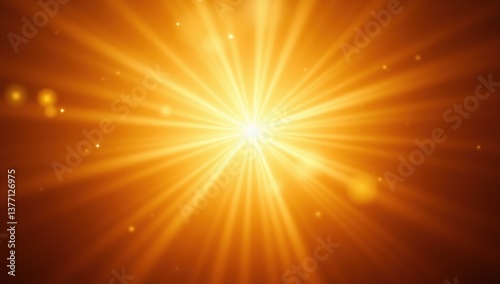 Radiant Golden Light Rays with Elegant Dust Particles Spreading Outward