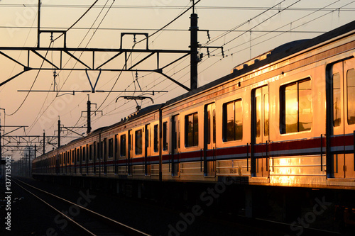 View of train running in the city of Jakarta