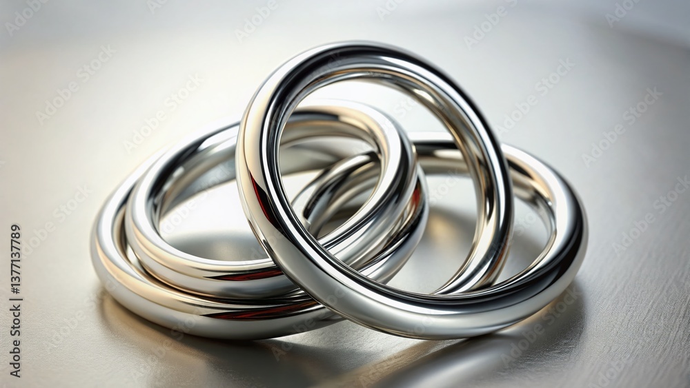 Abstract Chrome Rings Intertwined: Tilt-Shift Miniature Metal Art Design Abstract Chrome Rings Intertwined: Tilt-Shift Miniature Metal Art Design