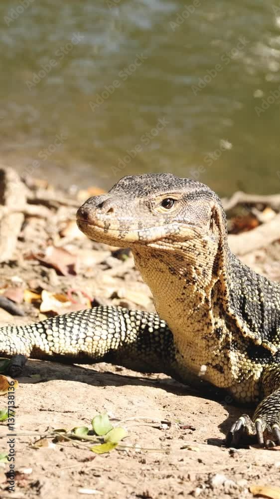 Monitor Lizard Basking by Water Monitor Lizard Basking by Water